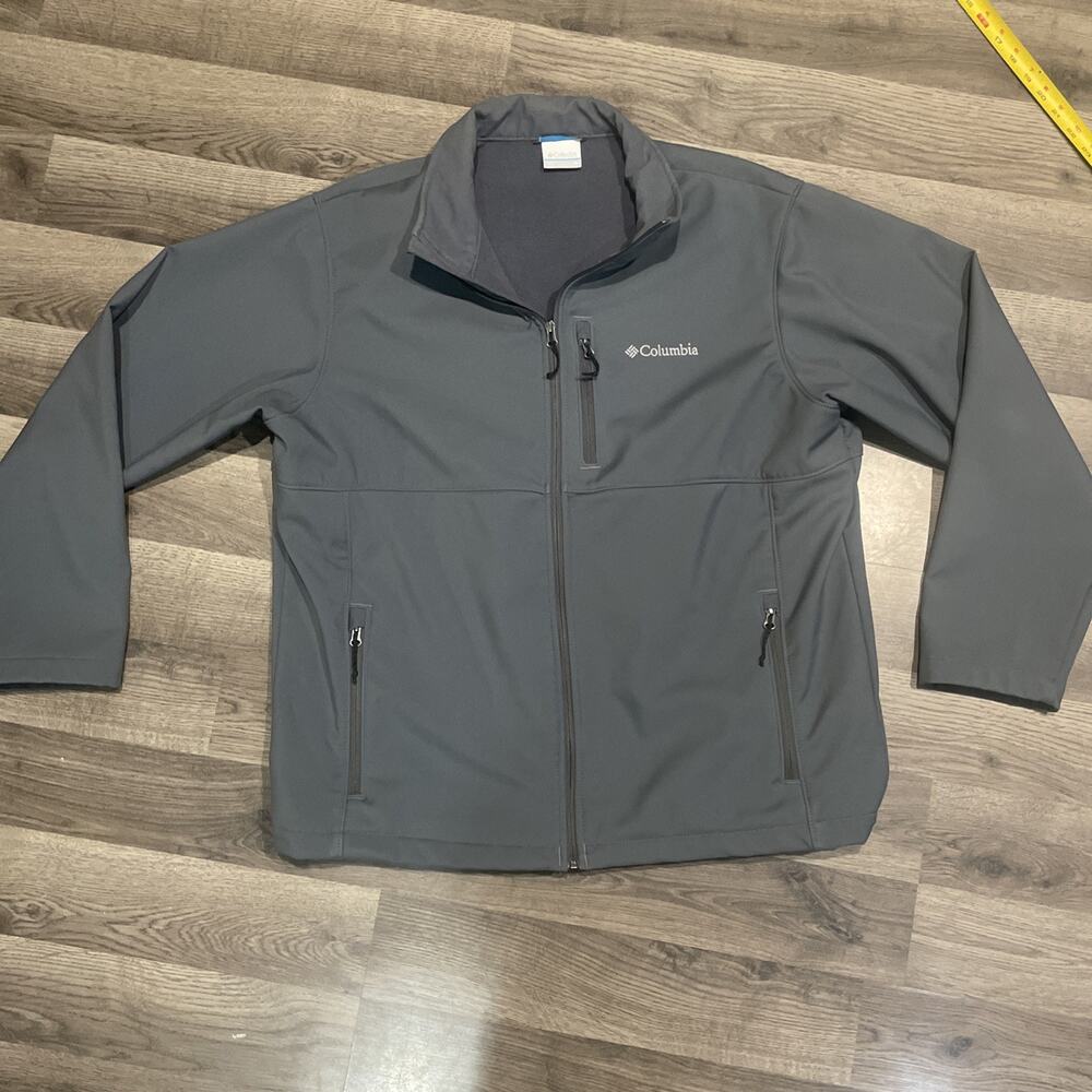 Columbia Jacket Mens XL Gray Outdoor Full Zip Fleece Lined Casual Zip Pocket